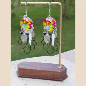 Boucles d'oreilles artisanales colorées à motif floral bohème